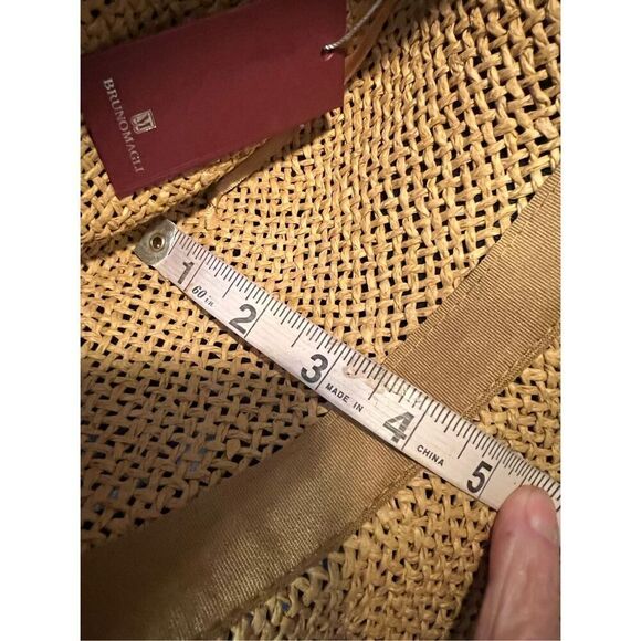 NWT $125 Bruno Magli Logo Open Weave Ribbon Band Paper Fedora Sun Hat unisex - Picture 8 of 15